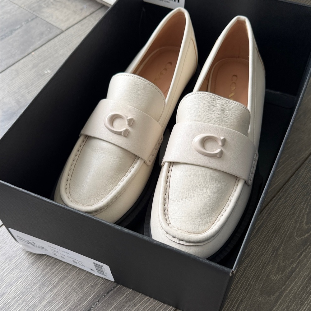 Coach Off-White Leather Loafers